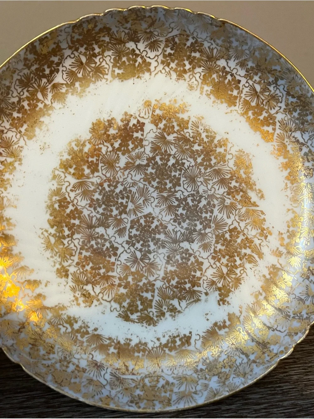 Antique Jean Pouyat Limoges Gold Chintz 6